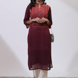 Orange Dual Tone Collection Kurta With Embroidery - Lakshita