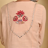 Pink Cotton Kurta with Mirror Work and 3/4th Sleeves - Lakshita