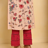 Pink Cotton Kurta with Mirror Work and 3/4th Sleeves - Lakshita