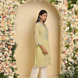 Green Embroidered Double Layered Straight Kurta - Lakshita