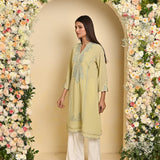 Green Embroidered Double Layered Straight Kurta - Lakshita