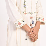 Ivory Embroidered Straight-fit Cotton Kurta Set - Lakshita