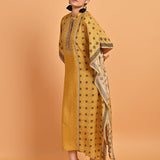 Spicy Mustard Printed Straight Kaftan - Lakshita