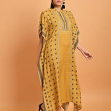 Spicy Mustard Printed Straight Kaftan - Lakshita