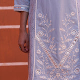 Spa Blue Mirror Work Straight Kurta - Lakshita