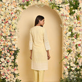 Yellow Long All over Embroidered Kurta Set - Lakshita