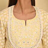 Yellow Long All over Embroidered Kurta Set - Lakshita