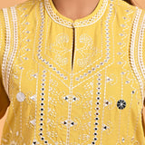 Yellow Straight Embroidered Kurta with 3/4th Sleeves - Lakshita