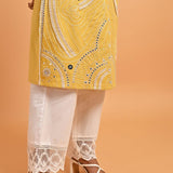 Yellow Straight Embroidered Kurta with 3/4th Sleeves - Lakshita
