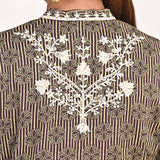 Floral Stripe Brown Tunic with Dori Embroidery - Lakshita