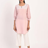 Pink Round Neck Embroidered Tunic - Lakshita