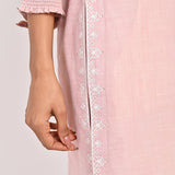 Pink Round Neck Embroidered Tunic - Lakshita