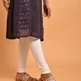 Purple Long Kurta with Embroidery and Flared Sleeves - Lakshita