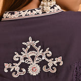 Purple Long Kurta with Embroidery and Flared Sleeves - Lakshita