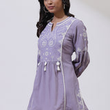 Purple Alora Collection Embroidered Tunic