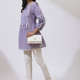 Purple Alora Collection Embroidered Tunic