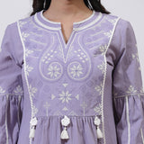 Purple Alora Collection Embroidered Tunic