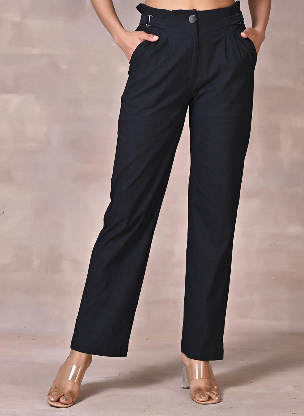 LEEROVENITA Flared Women Black Trousers - Buy LEEROVENITA Flared Women  Black Trousers Online at Best Prices in India