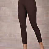 Brown Ankle Length Plain Legging