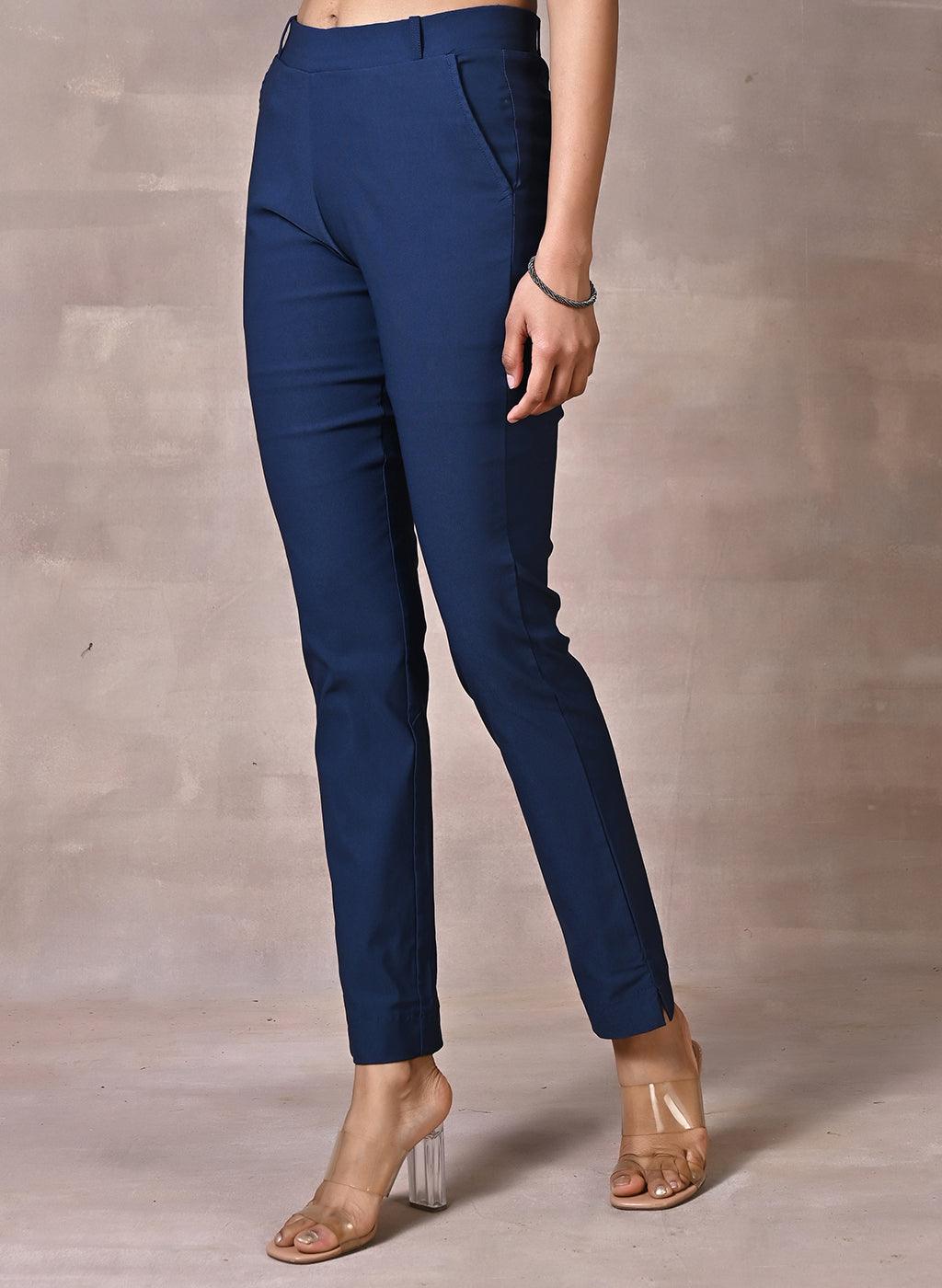 Skin-Fit Navy Blue Jeggings - Lakshita