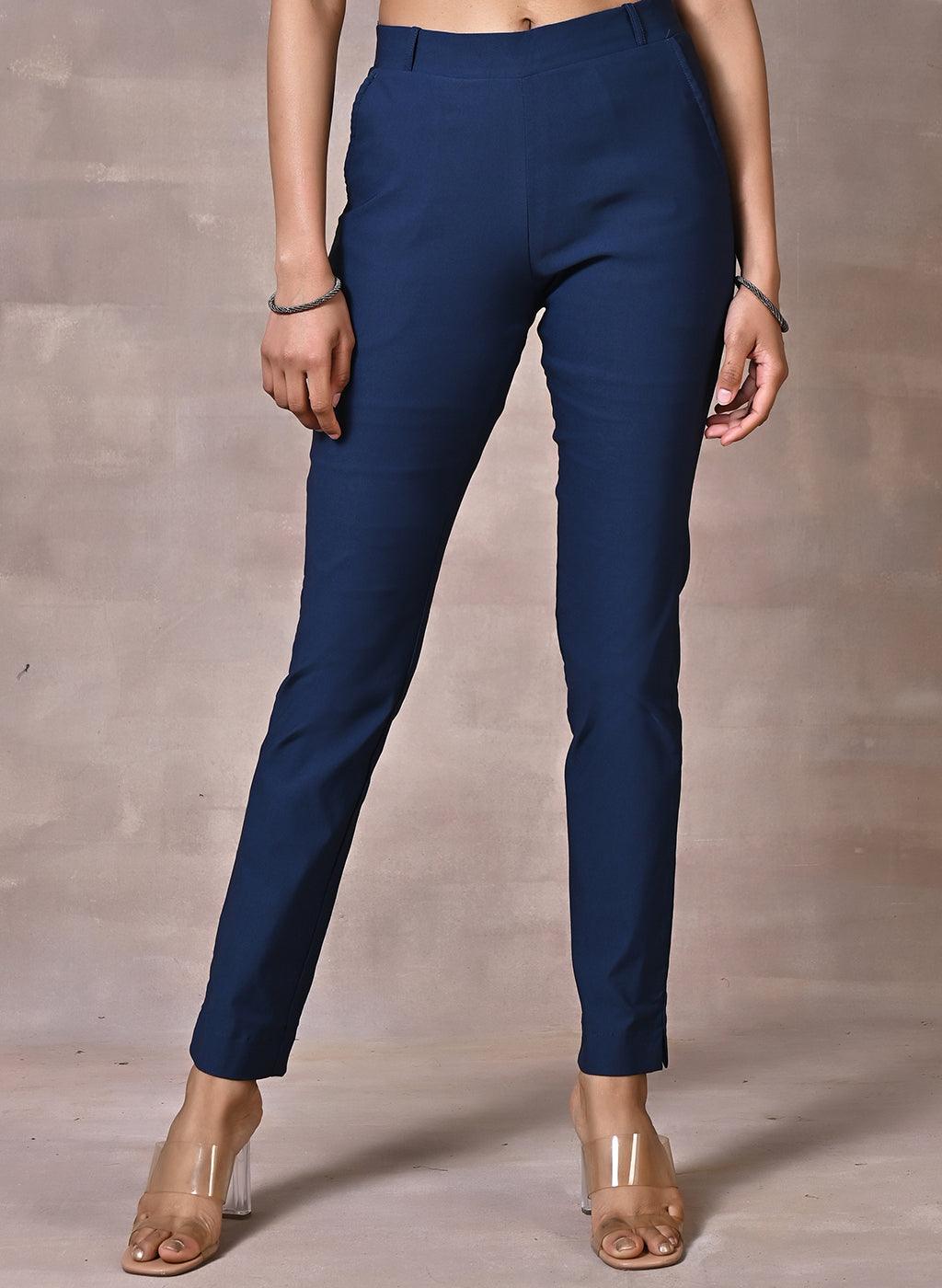 Skin-Fit Navy Blue Jeggings - Lakshita