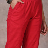 Red Long Plain Pant