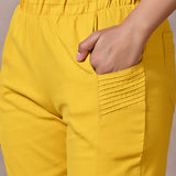 Yellow Plain Regular Capri