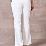 White Fitted Trouser Pants With Straight Hem - Lakshita