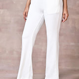 White Fitted Trouser Pants With Straight Hem - Lakshita