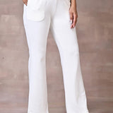 White Fitted Trouser Pants With Straight Hem - Lakshita