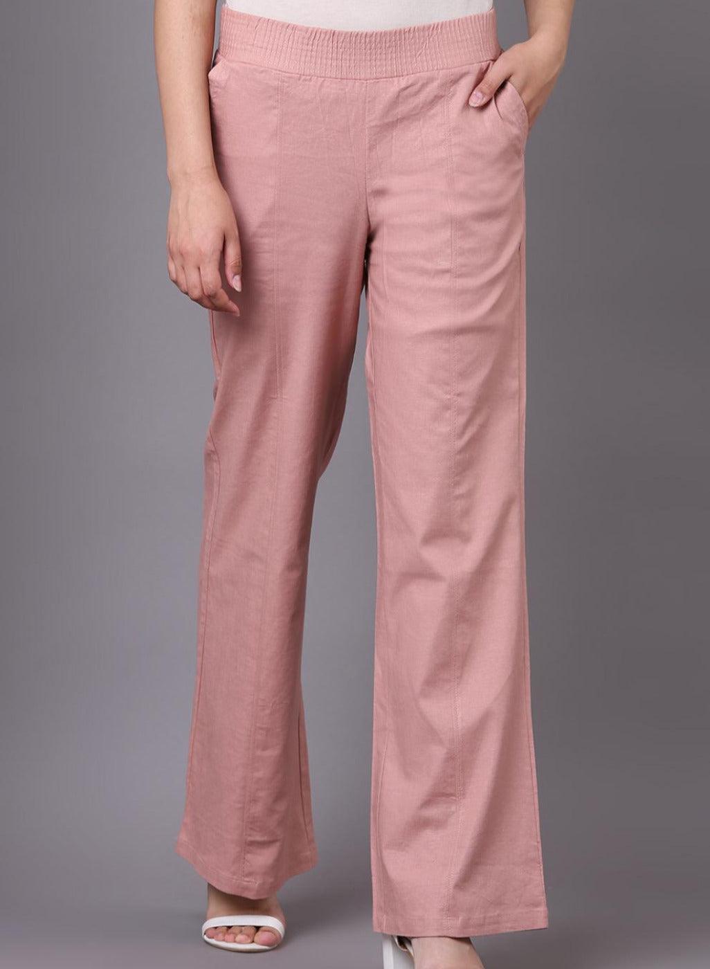 Peach Long Plan Pant - Lakshita