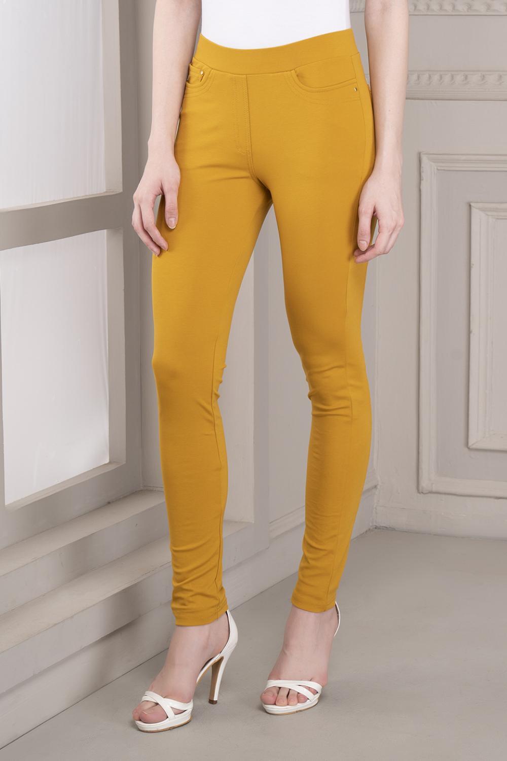 Skin-Fit Mustard Ankle-Length Jeggings - Lakshita