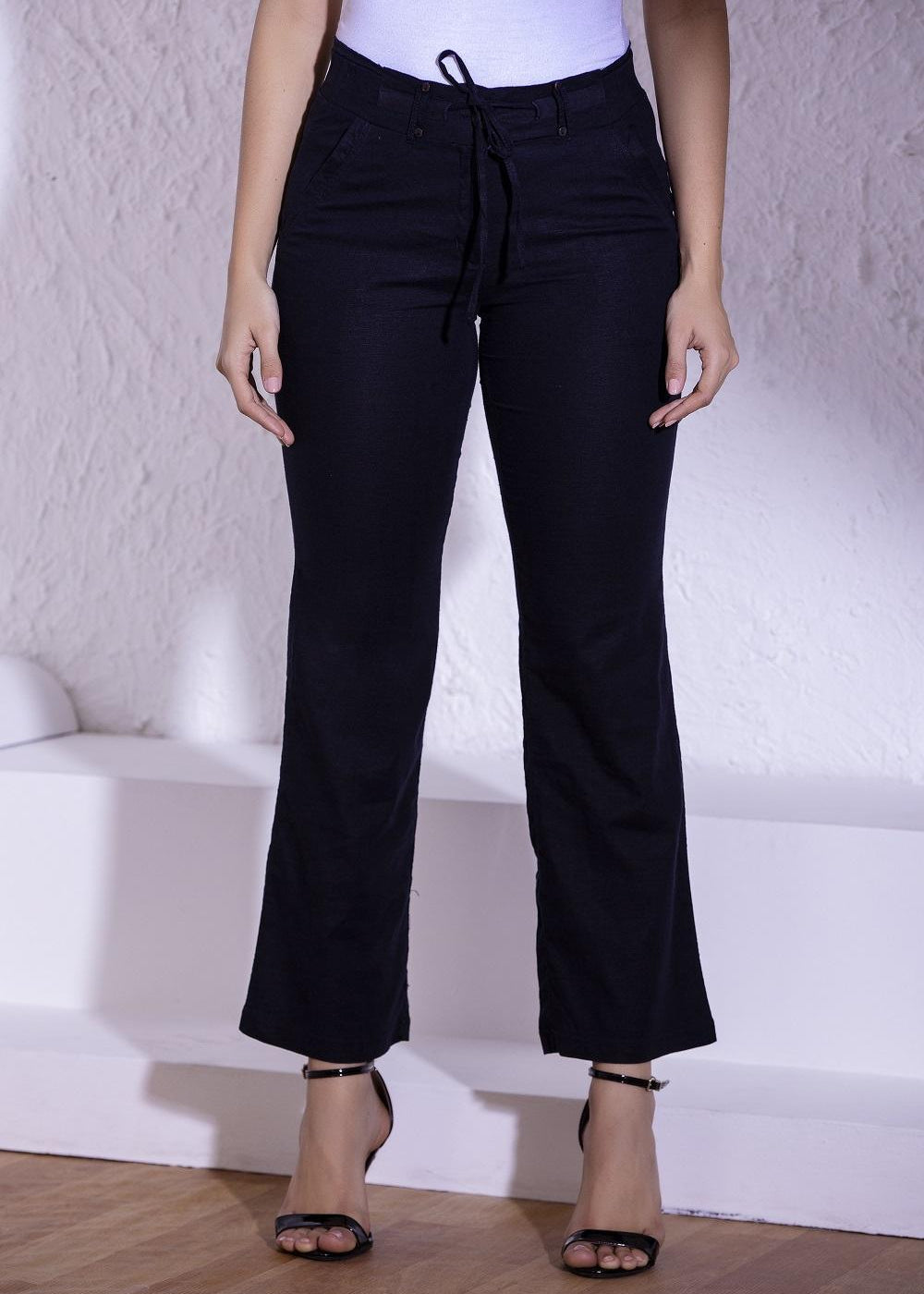 Midnight Blue Linen Pant - Lakshita